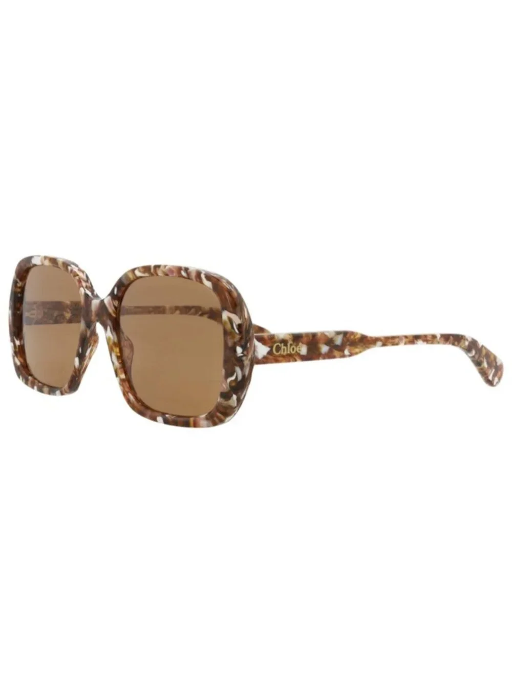 New Chloé Women's Sunglasses Square Rectangle Recycled Acetate Frame Havana